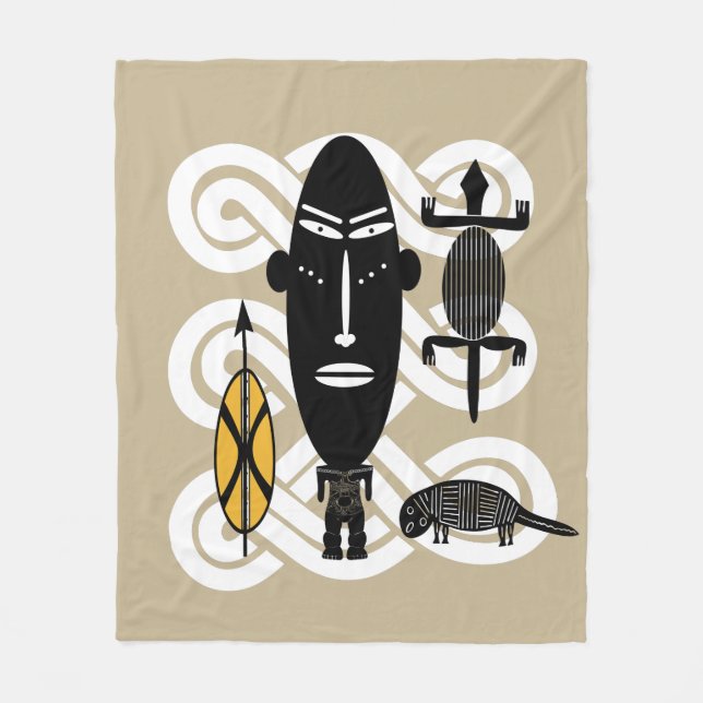 Couverture Polaire Portrait tribal africain Abstrait (Devant)