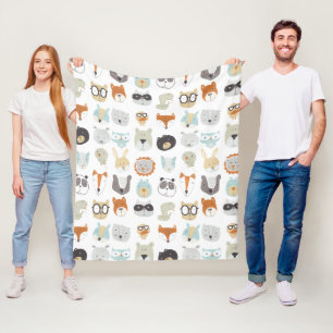 Couverture Polaire Portraits animaux mignons amicaux des visages  