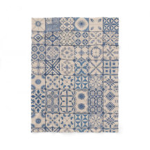 Portuguese Azulejo Tile Fleece Blanket – Cozy Blue