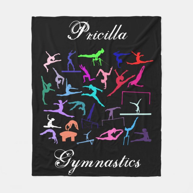 Couverture Polaire Poses de gymnastique de 25 filles personnalisées (Devant)