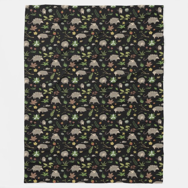 Couverture Polaire Possum dans un champ de Berry en noir (Devant)
