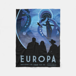Couverture Polaire Poster de voyage Retro Space - Jupiter's Moon Euro