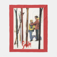Poster Skis debout dans la neige par un couple