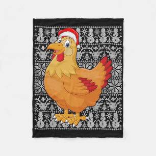 Couverture Polaire Poule portant un chapeau de Père Noël Hommes Femme