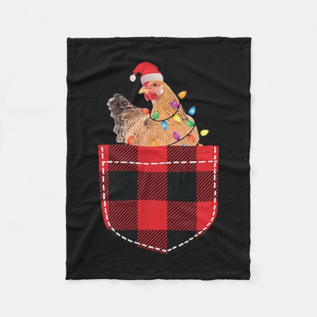 Couverture Polaire Poulet Dans La Poche Drôle Xmas Plaid Poche Poulet (Devant)