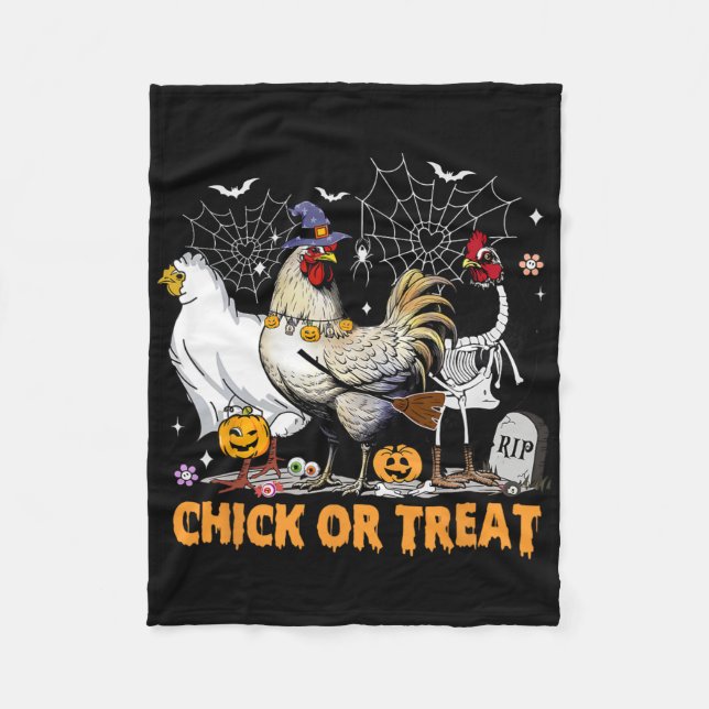 Couverture Polaire Poulets Citrouilles d'Halloween poussin ou traitem (Devant)