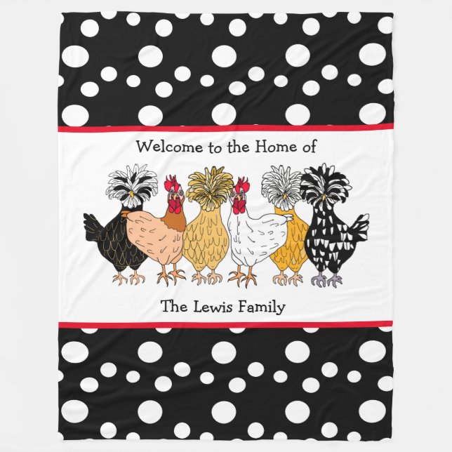 Couverture Polaire Poulets de Jardin amusant Poules polonaises poules (Devant)