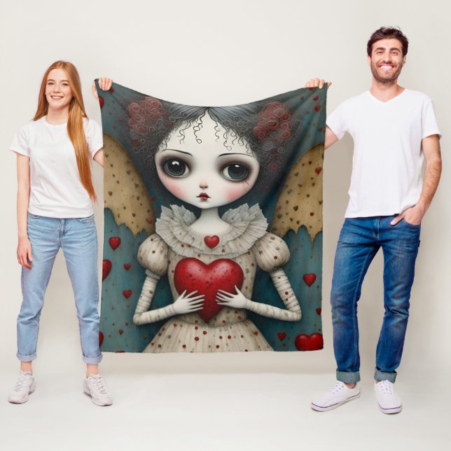 Couverture Polaire Poupée de la Saint-Valentin gothique adorable (En situation)