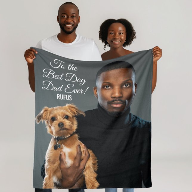 Couverture Polaire Pour le meilleur papa de chien jamais photo person (Créateur téléchargé)