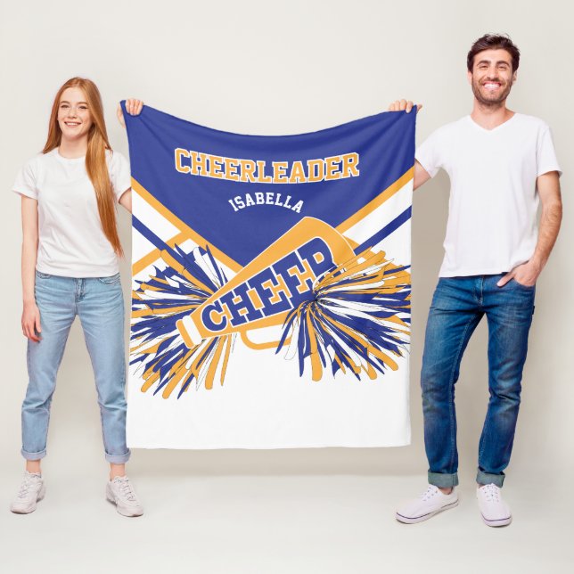 Couverture Polaire Pour un 📣 Pom-pom girl - Or, Blanc et Bleu (En situation)