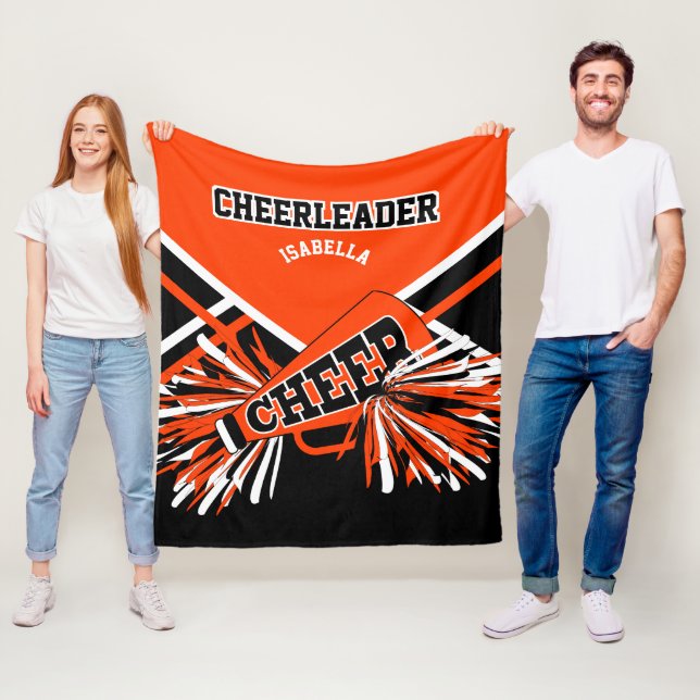 Couverture Polaire Pour un 📣 Pom-pom girl - Orange, Noir & Blanc (En situation)