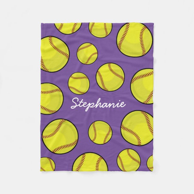 Couverture Polaire Pourpre nommé fait sur commande du base-ball (Devant)