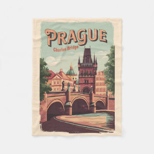 Couverture Polaire Prague République tchèque Travel Art Vintage