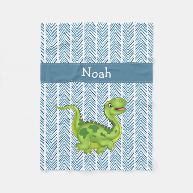 Couverture Polaire Prancing Dinosaur avec le nom de l'enfant (Devant)