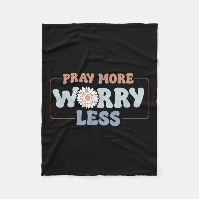 Couverture Polaire Pray More Worry Less Sunflower Motivation  (Devant)