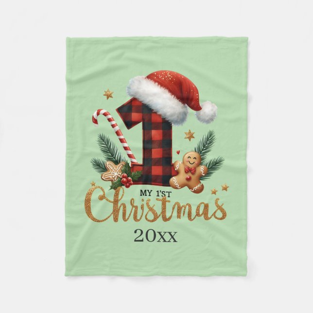 Couverture Polaire Premier Noël ajouter bébé (Devant)