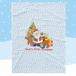 Couverture Polaire Premier Noël du bébé garçon Personnaliser le nom P