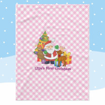 Premier Noël du bébé Personnaliser le nom rose
