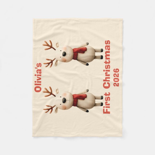 Couverture Polaire Premier ornement de Noël pour bébé personnalisé (Devant)