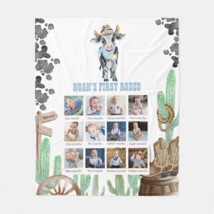 Couverture Polaire Premier Rodéo 1er Anniversaire Collage de photos 1