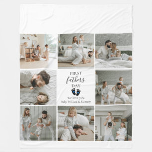 Couverture Polaire Première Fête des pères - Empreintes bébé et Coeur
