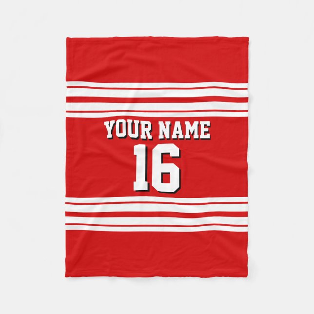 Couverture Polaire Preppy Sporty Red avec White Stripes Team Jersey (Devant)