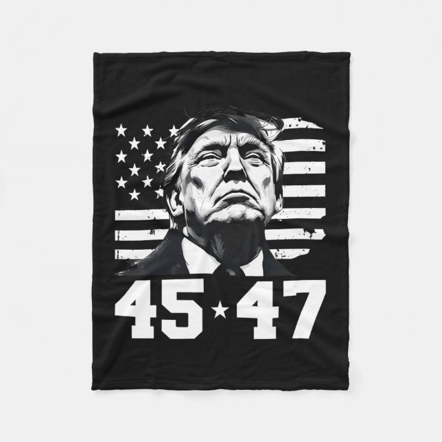 Couverture Polaire Président Trump 45 47 Drapeau américain Trump Vanc (Devant)