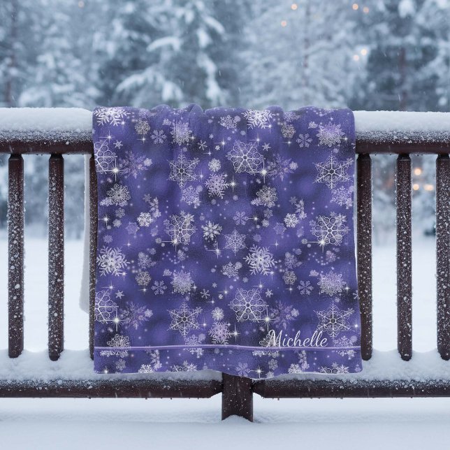 Couverture Polaire Prettiest Snowflakes Motif Violet ID846 (Créateur téléchargé)