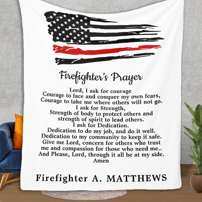 Couverture Polaire Prière des pompiers Mince Red Line Drapeau américa (Créateur téléchargé)