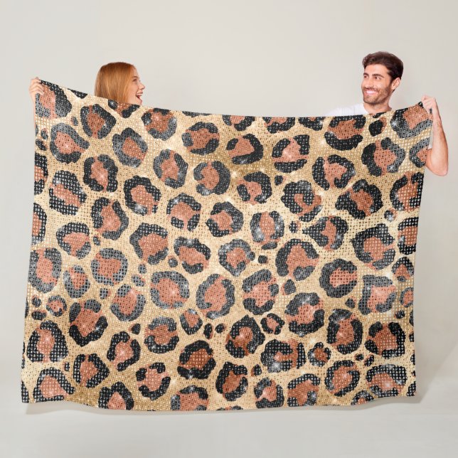 Couverture Polaire Prince d'Or noir Brown Leopard (En situation)