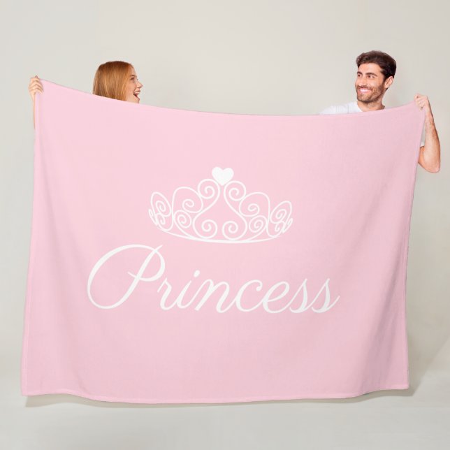 Couverture Polaire Princesse blanche et rose glamour Tiara (En situation)