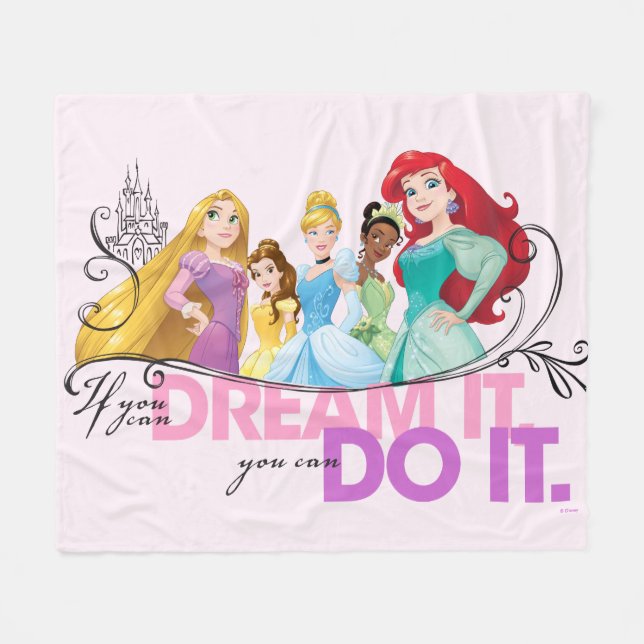 Couverture Polaire Princesse Disney | Ne jamais renoncer (Devant (Horizontal))
