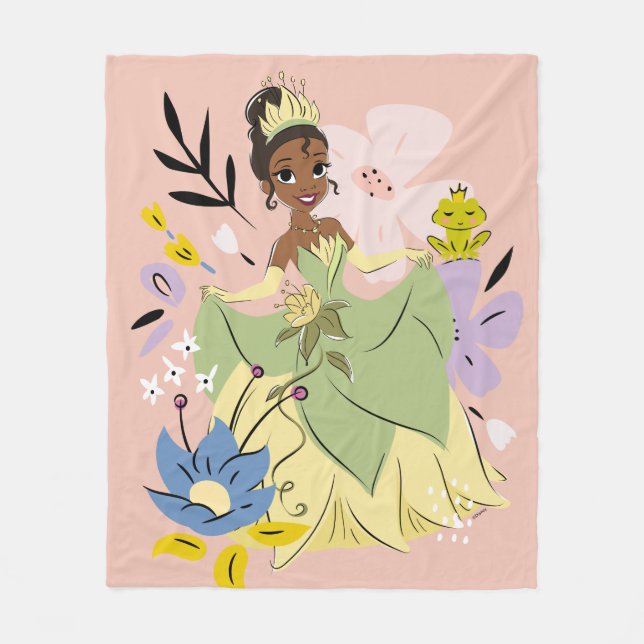 Couverture Polaire Princesse Disney | Tiana dans le jardin (Devant)