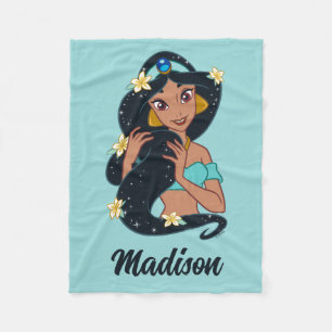 Couverture Polaire Princesse Jasmine - Cheveux et fleurs étincelants