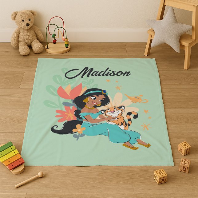 Couverture Polaire Princesse Jasmine & Rajah - Moments magiques (Blanket in AI generated child's room)