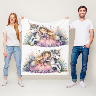 Couverture Polaire Princesse Licorne Pastel Féerie Fantastique