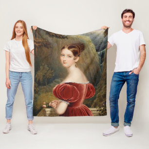 Couverture Polaire Princesse Victoria en robe bleue