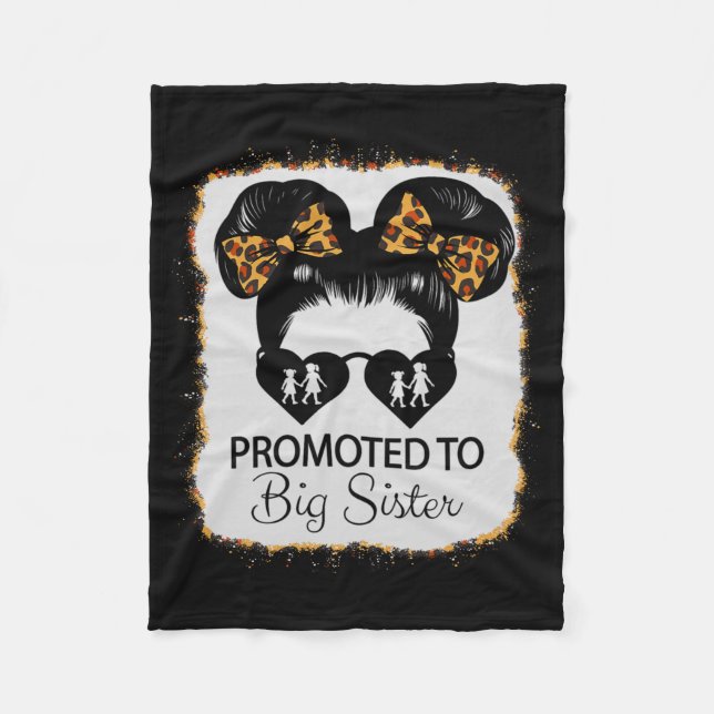 Couverture Polaire Promoted To Big Sister Leopard Girl Baby Announcem (Devant)