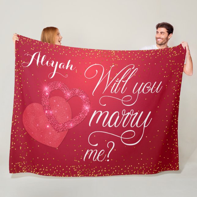 Couverture Polaire Proposition de mariage des Coeurs rouges (En situation)