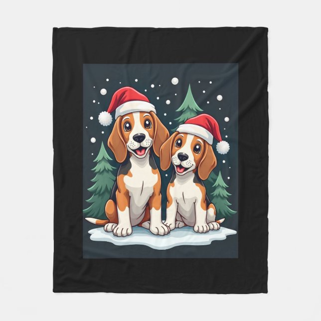 Couverture Polaire Propriétaire de chien de Noël beagle Pajama de Noë (Devant)