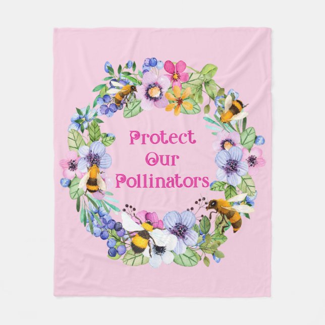 Couverture Polaire Protéger nos pollinisateurs Fleurs d'abeilles (Devant)