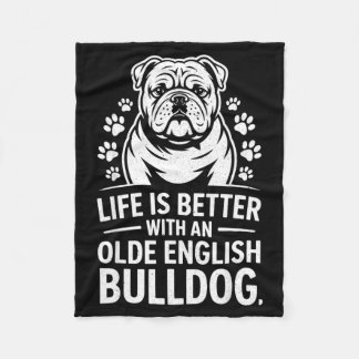 Couverture Polaire Proud Olde English Bulldog Life Is Better Dog Funn