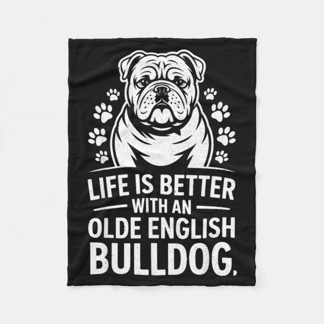 Couverture Polaire Proud Olde English Bulldog Life Is Better Dog Funn (Devant)