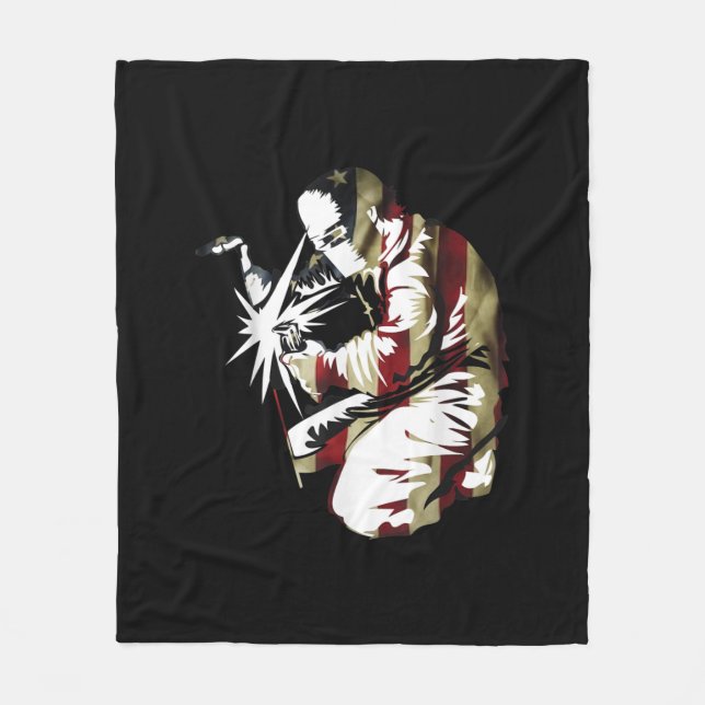 Couverture Polaire Proud Patriotic American Welder (Devant)