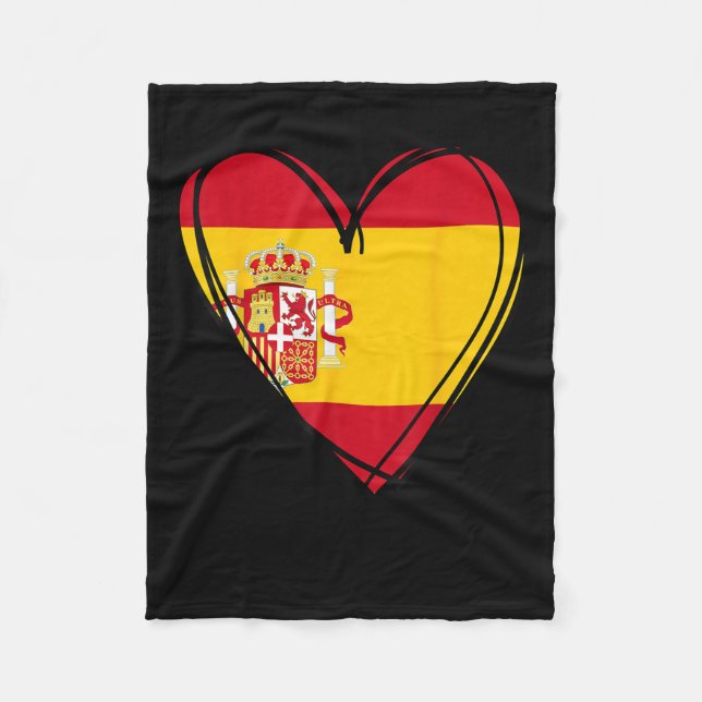 Couverture Polaire Proud Spanish Boy Girl Aunt Dad Mom Spain Flag Hea (Devant)