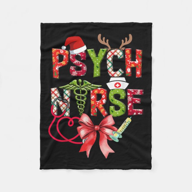 Couverture Polaire Psych Nurse Christmas Cute Coquette Christmas Bow  (Devant)
