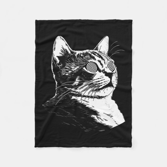 Couverture Polaire Psychedelic Cat Festival Edm Trippy Illusion Kitty (Devant)