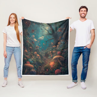 Couverture Polaire Psychedelic woodland fleece blanket