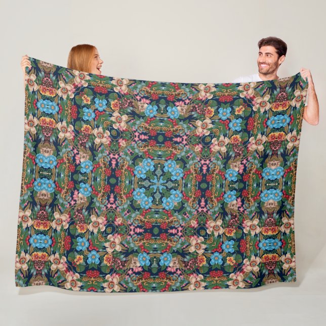 Couverture Polaire Psychédélique Fée Fée Jardin Satin Mandala Quilt (En situation)