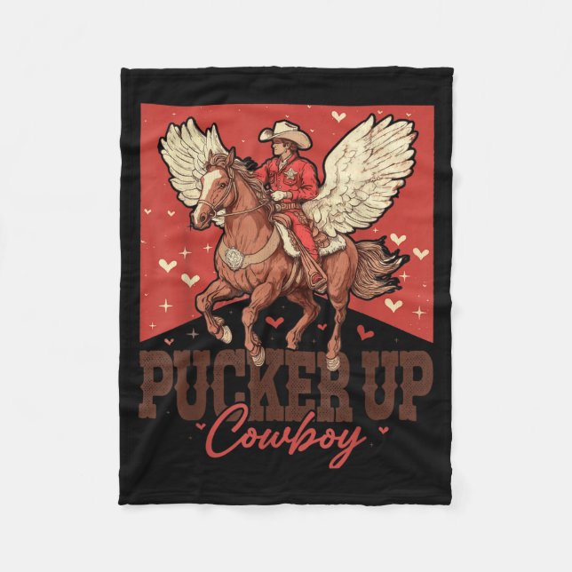 Couverture Polaire Pucker Up Cowboy Funny Western Valentines  (Devant)
